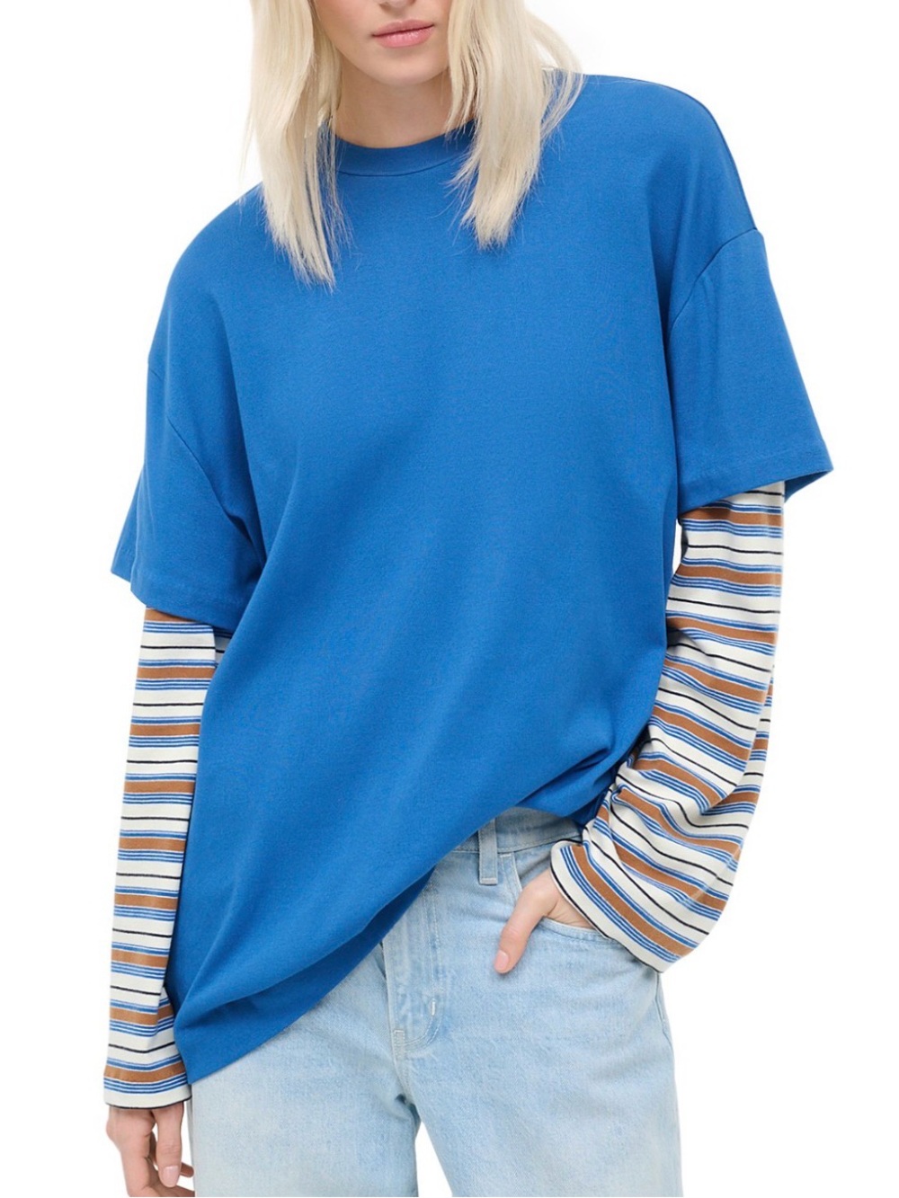Staud William Top in Blue/Mojave Stripe
